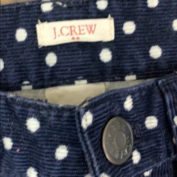 J Crew Toothpick Polka Dot Navy Blue/White Corduroy Pants - Picture 3 of 6